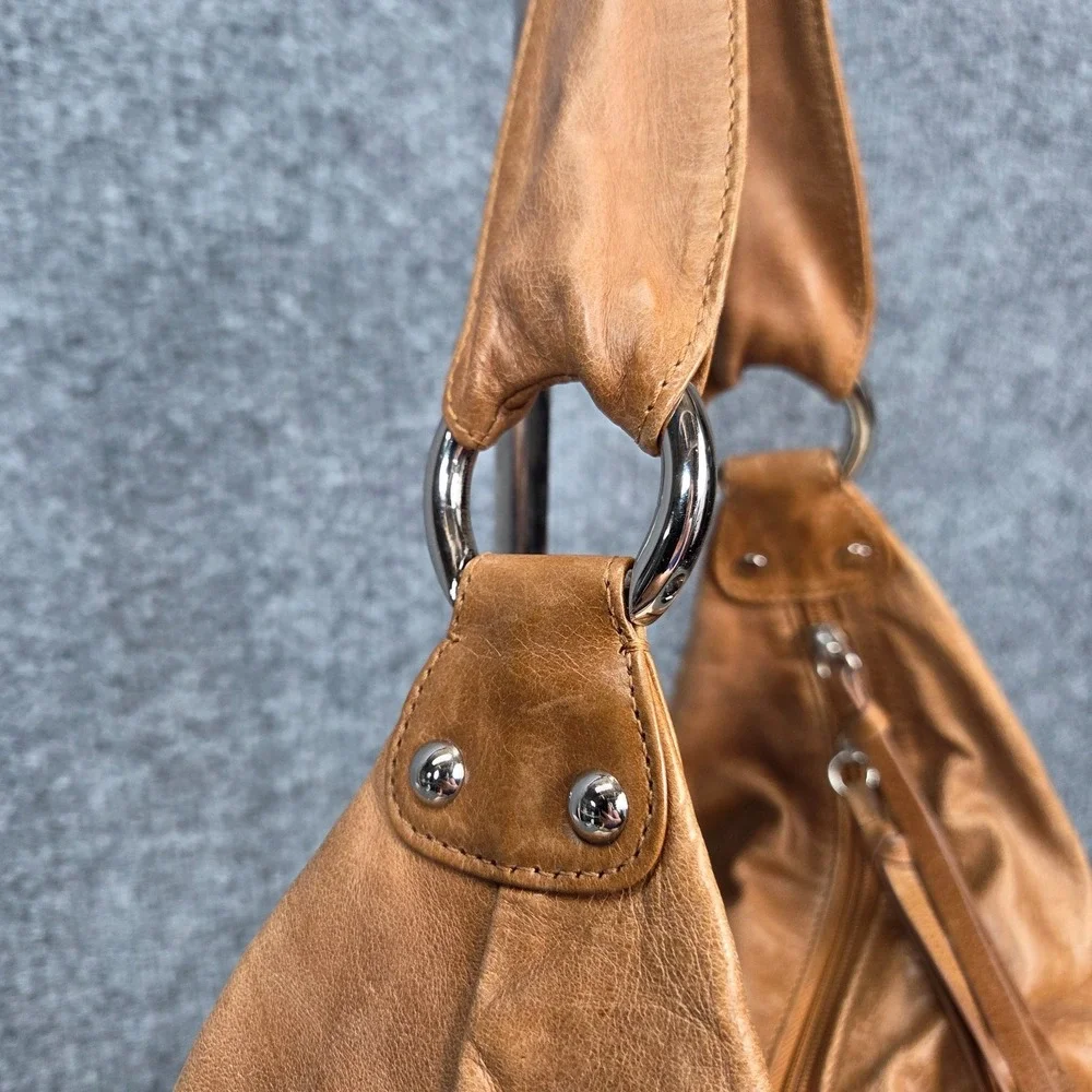 HOBO INTERNATIONAL Paulette Cognac Leather Slouchy Shoulder Handbag Purse Y2k